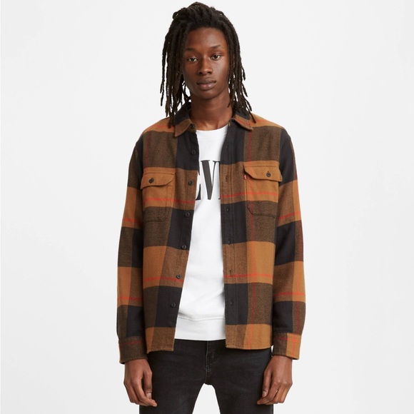 Levi's Other - Levi's Vintage ~ Men's Black and Brown Checkered Flannel Shirt Small